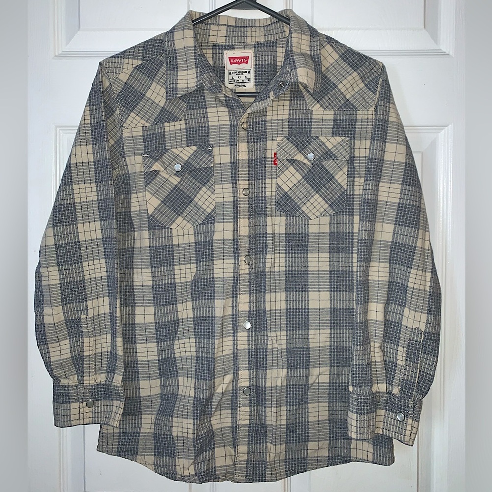 LEVI’S • western flannel plaid snap button shirt layer farmcore lumberjack chore